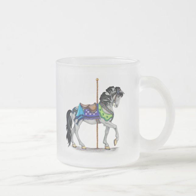 Carousel Horse Frosted Glass Coffee Mug (Right)