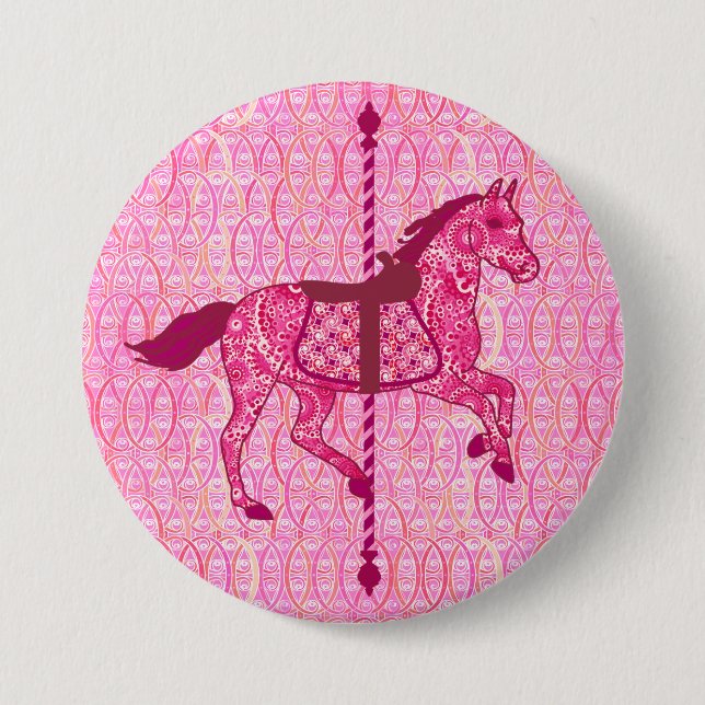 Carousel Horse - Fuchsia Pink Button (Front)
