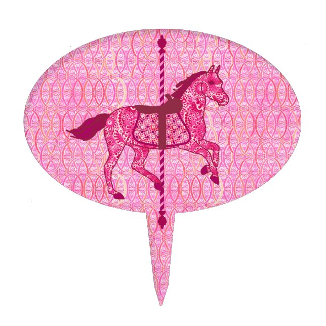 Carousel Horse - Fuchsia Pink Cake Topper (Front)