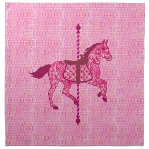 Carousel Horse - Fuchsia Pink Cloth Napkin
