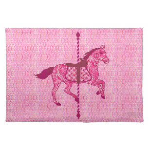 Carousel Horse - Fuchsia Pink Cloth Placemat