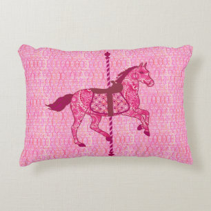 Carousel Horse - Fuchsia Pink Decorative Pillow
