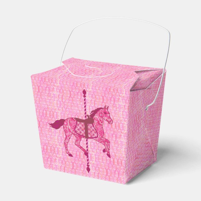 Carousel Horse - Fuchsia Pink Favor Boxes (Front Side)