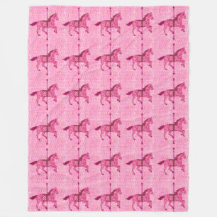 Carousel Horse - Fuchsia Pink Fleece Blanket