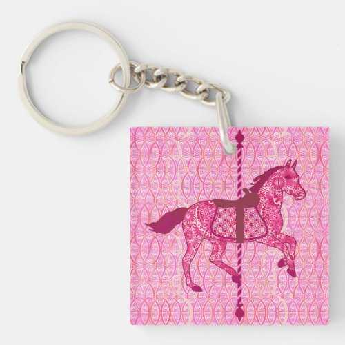 Carousel Horse _ Fuchsia Pink Keychain