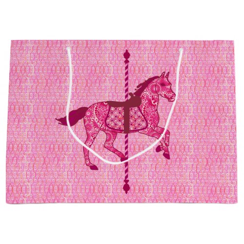 Carousel Horse _ Fuchsia Pink Large Gift Bag