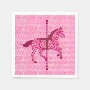 Carousel Horse - Fuchsia Pink Paper Napkins