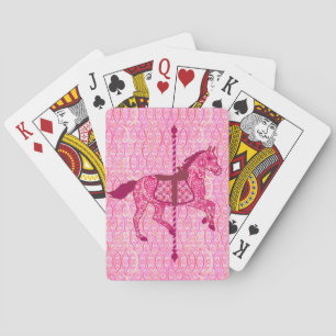 Carousel Horse - Fuchsia Pink  Poker Cards