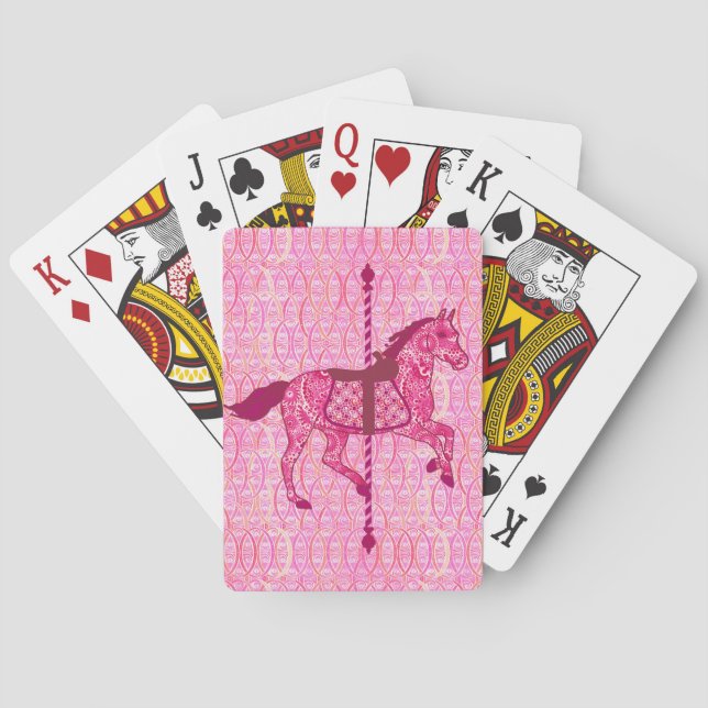 Carousel Horse - Fuchsia Pink  Poker Cards (Back)
