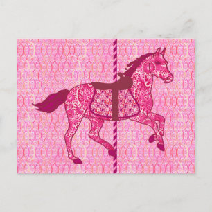 Carousel Horse - Fuchsia Pink Postcard