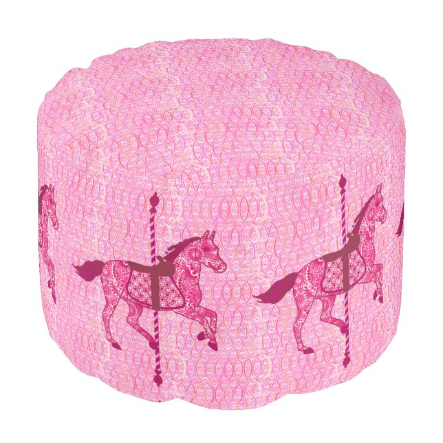 Carousel Horse - Fuchsia Pink Pouf (Angled Front)