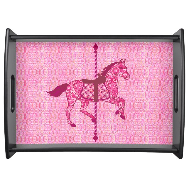 Carousel Horse - Fuchsia Pink Serving Tray (Front)