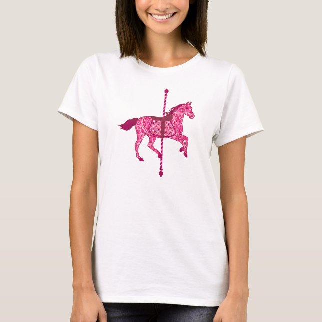 Carousel Horse - Fuchsia Pink T-Shirt (Front)