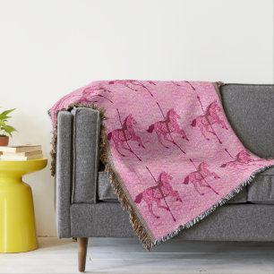 Carousel Horse - Fuchsia Pink Throw Blanket