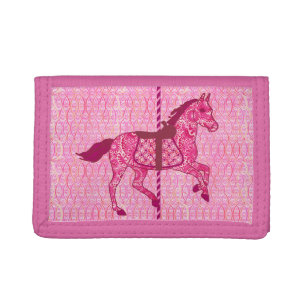 Carousel Horse - Fuchsia Pink Tri-fold Wallet