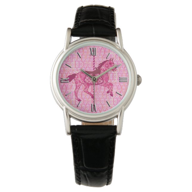 Carousel Horse - Fuchsia Pink Watch (Front)