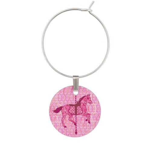 Carousel Horse _ Fuchsia Pink Wine Charm