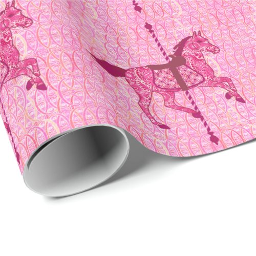 Carousel Horse _ Fuchsia Pink Wrapping Paper
