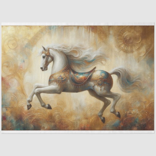 Carousel Horse Gothic Steam Punk Decoupage Tissue Paper (Front)