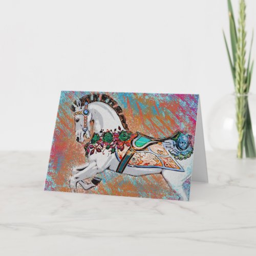 Carousel Horse Greeting Card _ Colorful Merry