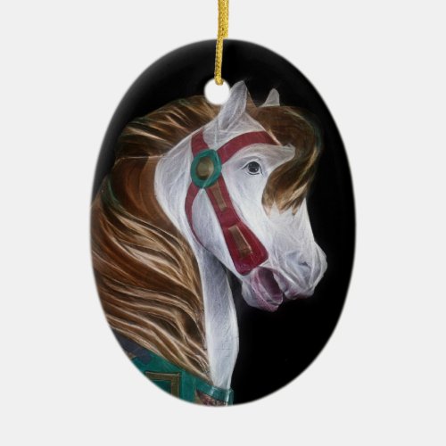 Carousel horse head ceramic ornament