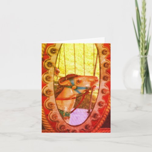 Carousel Horse In Mirror Blank Note Card