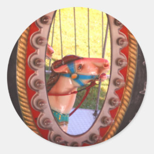 Carousel Horse In Mirror  Classic Round Sticker