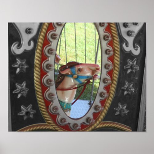 Carousel Horse In Mirror Partial Color Poster