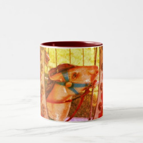 Carousel Horse In Mirror  Two_Tone Coffee Mug