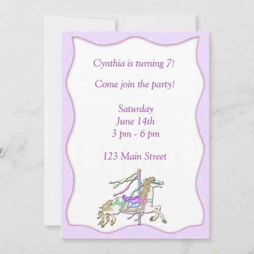 Carousel Horse Invitation