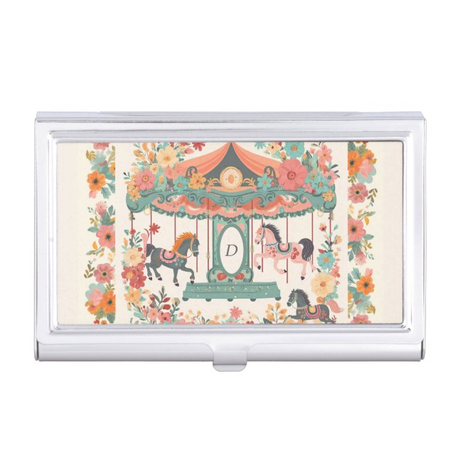 Carousel Horse Kids Party Planner Business Card Case (Front)
