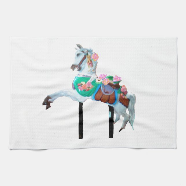 "CAROUSEL HORSE KITCHEN TOWEL" TOWEL (Horizontal)