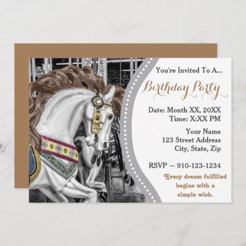 Carousel Horse Merry_Go_Round Birthday Party Invitation