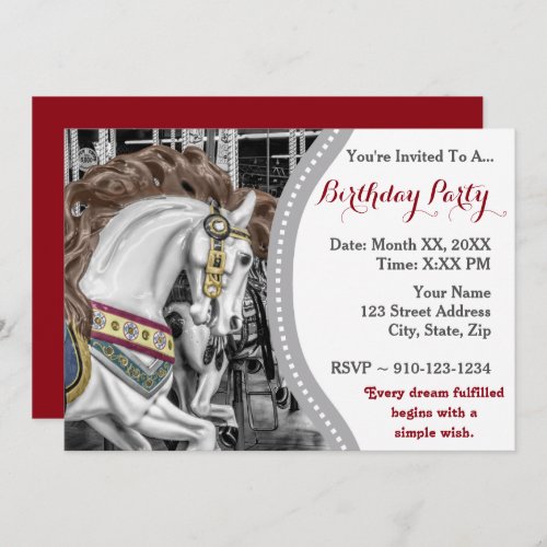 Carousel Horse Merry_Go_Round Birthday Party Invitation