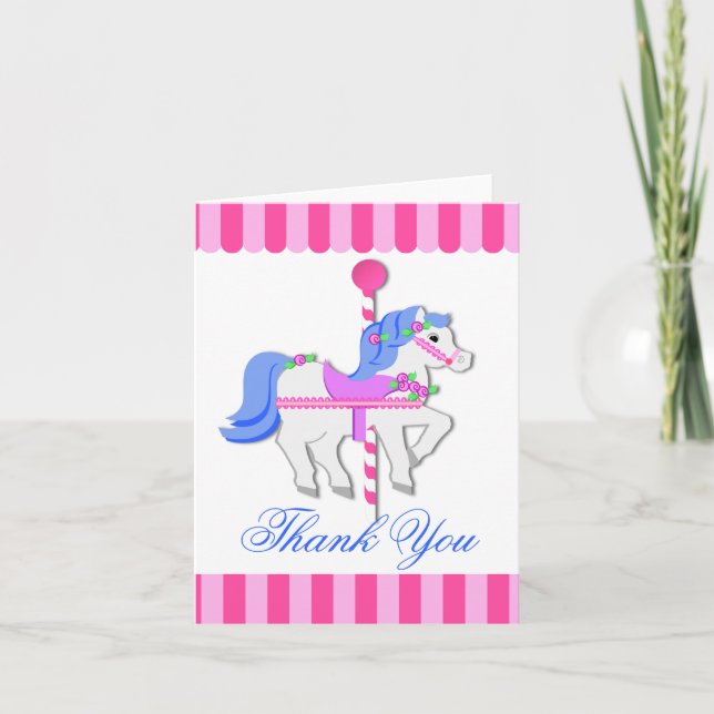 Carousel Horse Note Letterpress Thank You Card (Front)