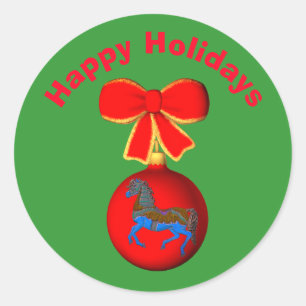 Carousel Horse Ornament Christmas Holiday  Classic Round Sticker
