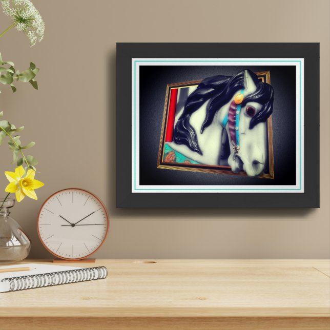 Carousel Horse Out Of Frame Framed Art (Table Top)