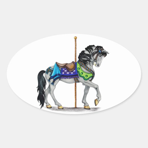 Carousel Horse Oval Sticker