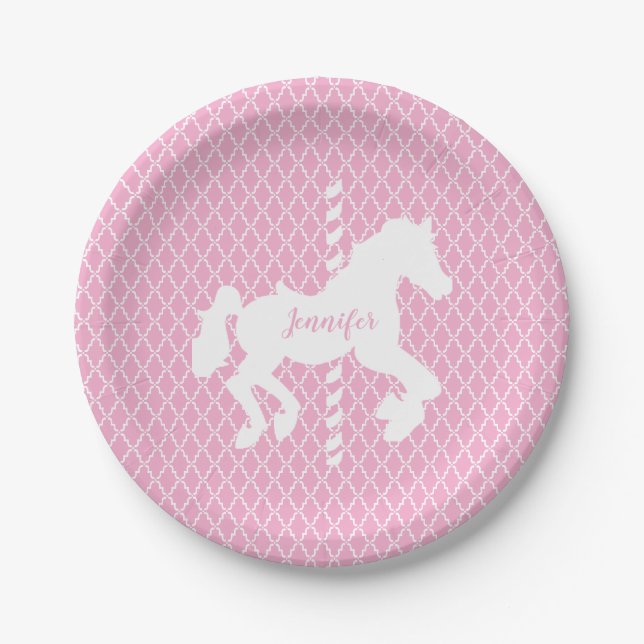 Carousel Horse Pattern Your  Colors  Paper Plates (Front)
