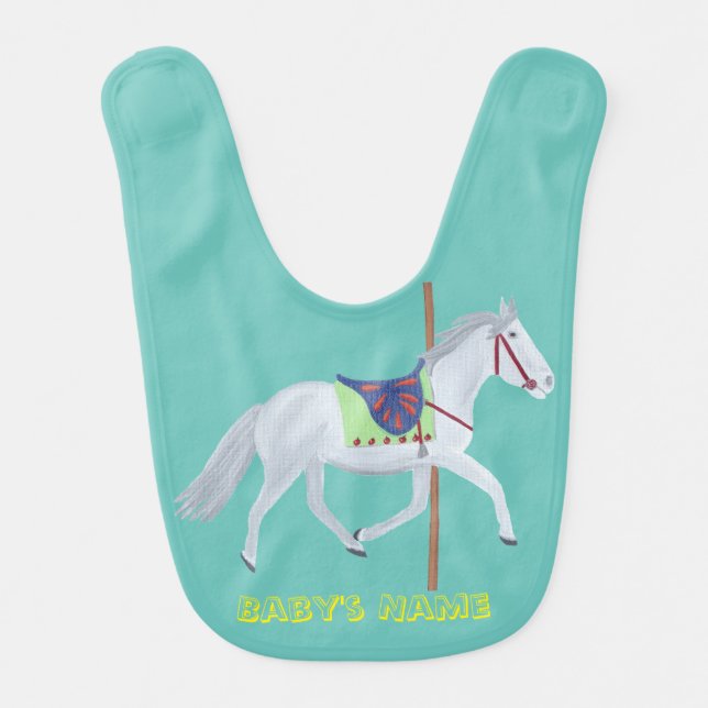 Carousel Horse Personalized Baby Bibs (Front)