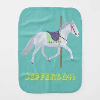 Carousel Horse Personalized Burp Cloths for Baby