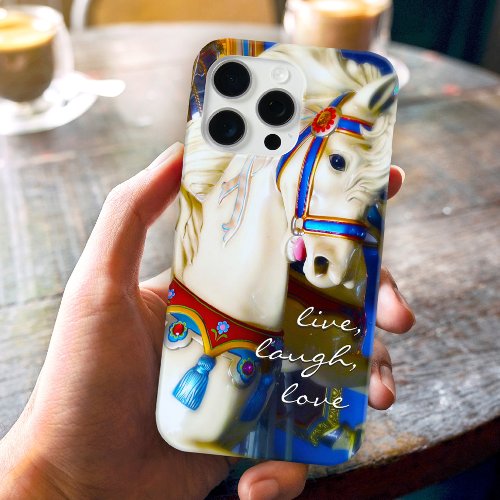 Carousel Horse Photo Live Laugh Love Colorful iPhone 15 Pro Max Case