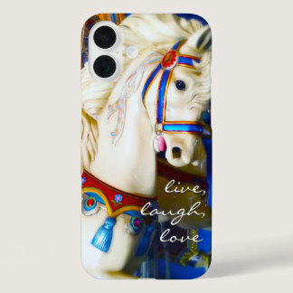 Carousel Horse Photo Live Laugh Love Quote Script iPhone 16 Plus Case