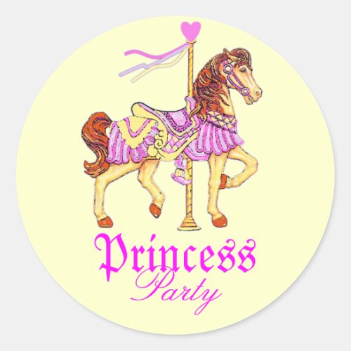 Carousel Horse Princess Party Classic Round Sticker
