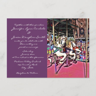 Carousel Horse Purple Carnival Wedding Invitations