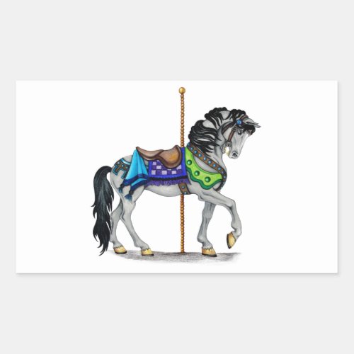 Carousel Horse Rectangular Sticker