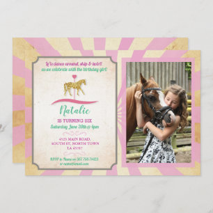 Carousel Horse Riding Party Invite Photo Birthday