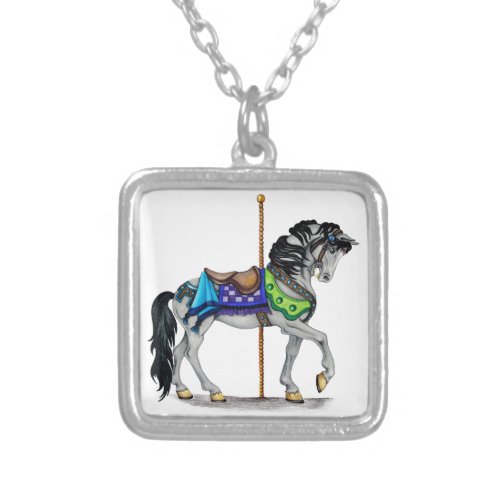 Carousel Horse Silver Plated Necklace