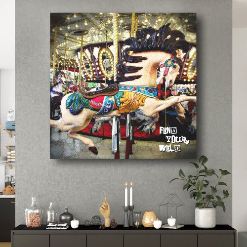 Carousel Horse Sparkly Lights  Find Your Wild Canvas Print