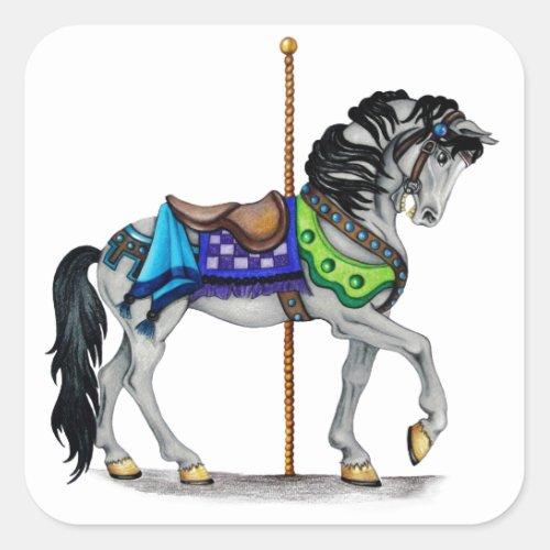 Carousel Horse Square Sticker